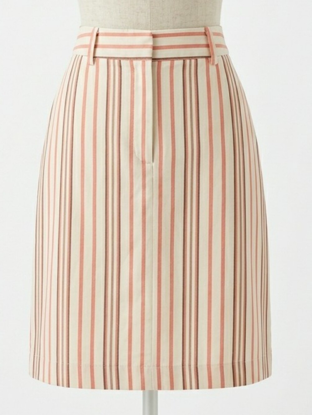 Vintage THE LIMITED Striped Cotton Mini Skirt Cream Coral Brown Size 6